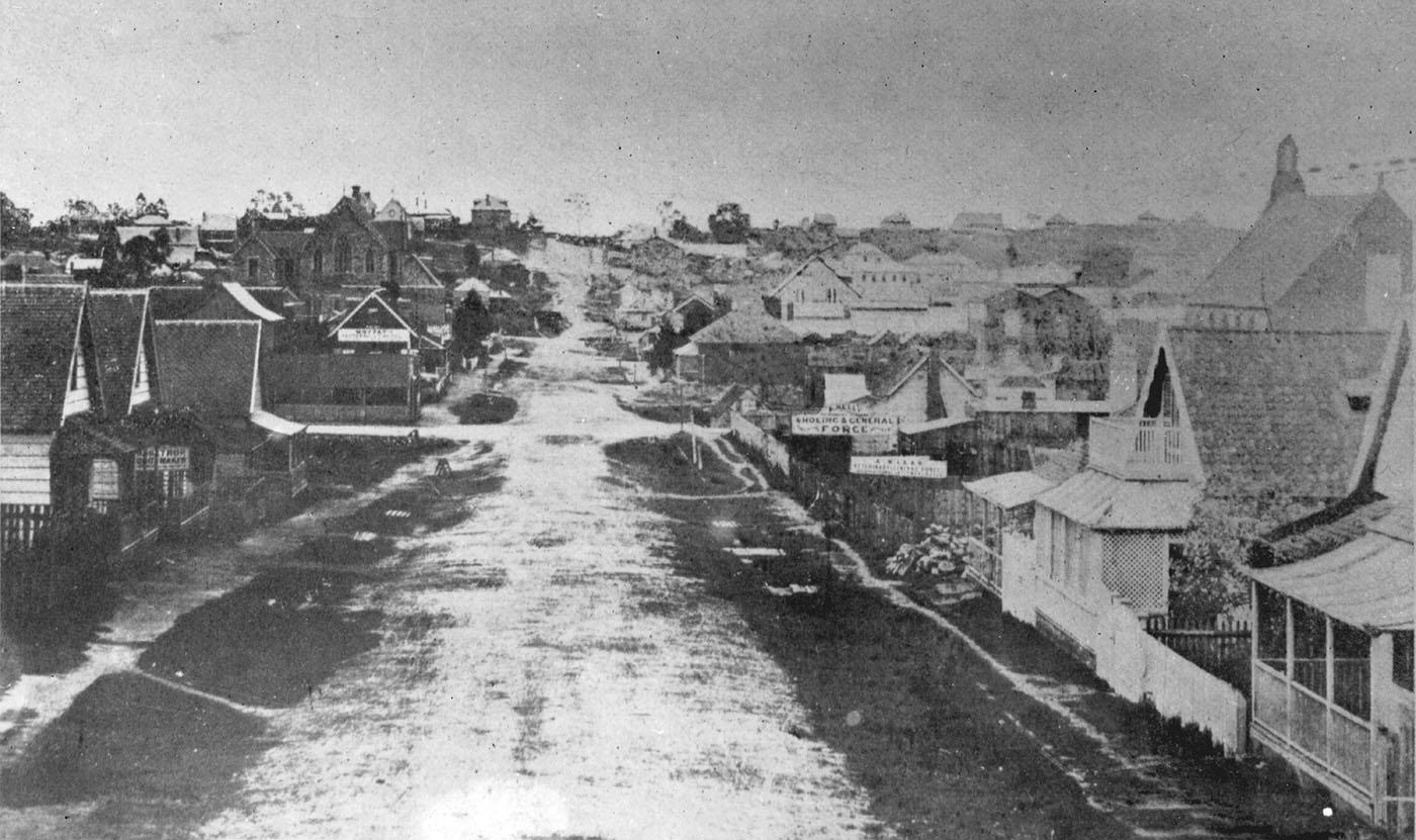 Adelaide Street, looking from the Old Lands Office, Brisbane, circa 1860